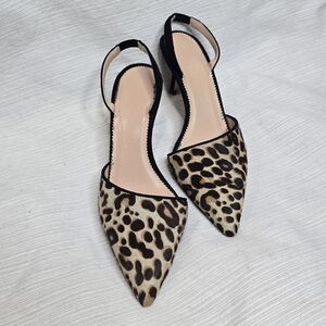 J. Crew Calf Hair Colette Asymmetrical Slingback Kitten Heel Pumps Size 6